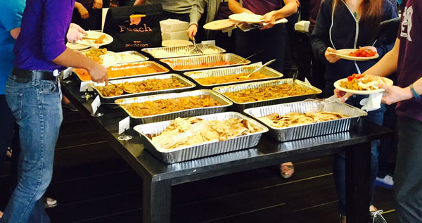 A full Catering Spread of Cedars Indian and Mediterranean Cuisine in Seattle Washington.