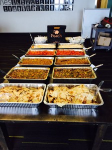 A full Catering Spread of Cedars Indian and Mediterranean Cuisine in Seattle Washington.