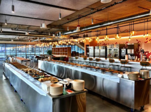 Empty catering booths inside Cedars